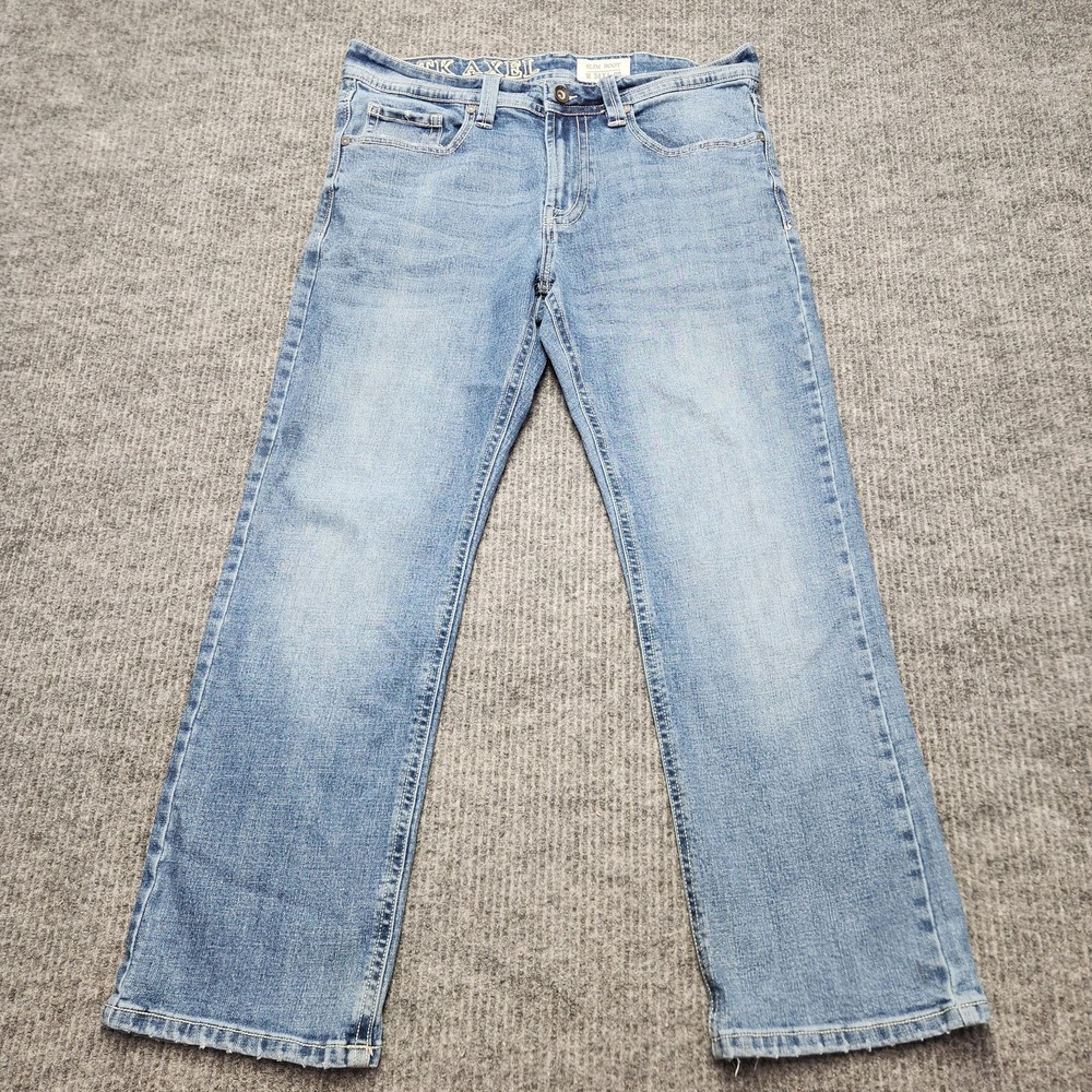 T.K. Axel Slim Boot Jeans Mens 34x30 Blue Light Wash Stretch Denim Casual